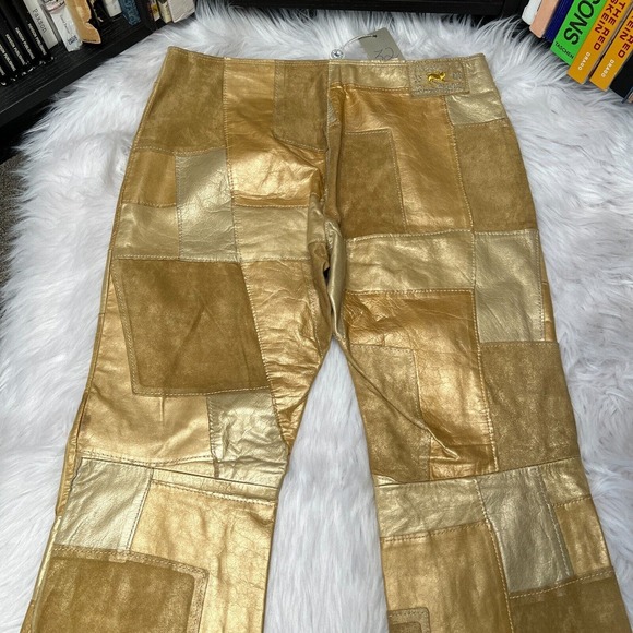 Vintage Parasuco Womens Patchwork Leather Pants Parasuco Jeans Pearl - Picture 5 of 6